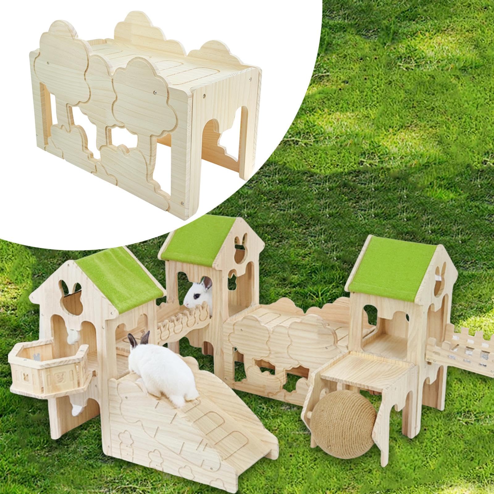 Casa para Conejos, Decoración de Hábitat, Juguete de Madera Resistente para Mascotas Pequeñas, Escondite para Hámsteres, Jerbos, Conejos, Erizos, Jueg, Style I
