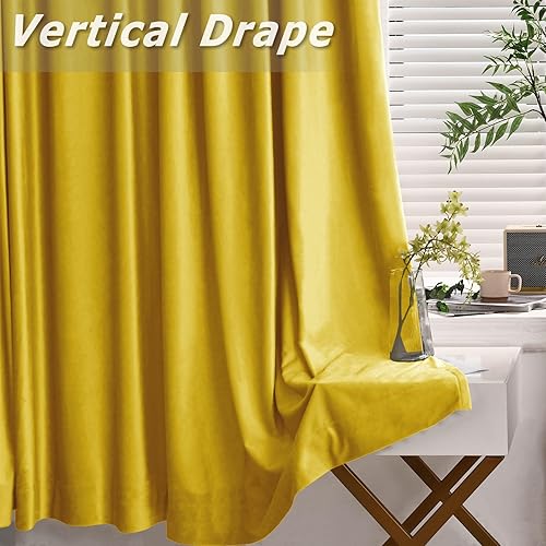 Miniatura 3 de Frelement Cortinas de terciopelo de felpa para sala de estar, dormitorio, cortinas de oscurecimiento de habitación, con pestaña trasera y bolsillo