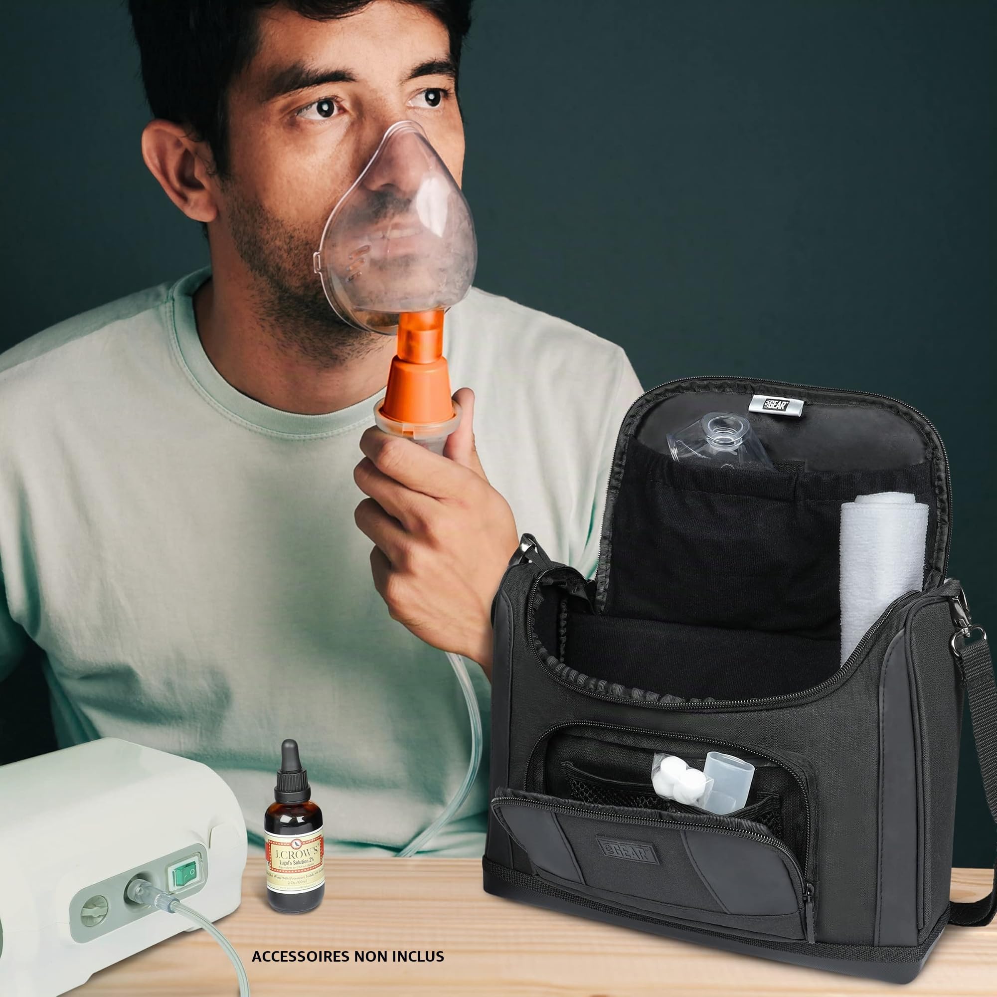 USA Gear Sac de Voyage pour Nébuliseur – Intérieur Personnalisable, Bandoulière, Durable – Compatible avec Nébuliseur, Inhalateur pour L'asthme, Et Plus Encore – Sac Uniquement (Noir)
