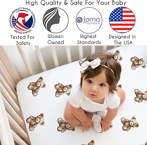 Miniatura 34 de Sábana bajera ajustable para cuna de aventura al aire libre, ropa de cama para bebés/niños pequeños, estampado de animales de zorro, oso