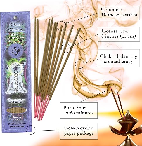 Miniatura 2 de Prabhuji's Gifts Third Eye Chakra Ajna - Varillas de incienso espiritual enrolladas a mano - Incienso de chakras - Varillas aromáticas - Incienso en