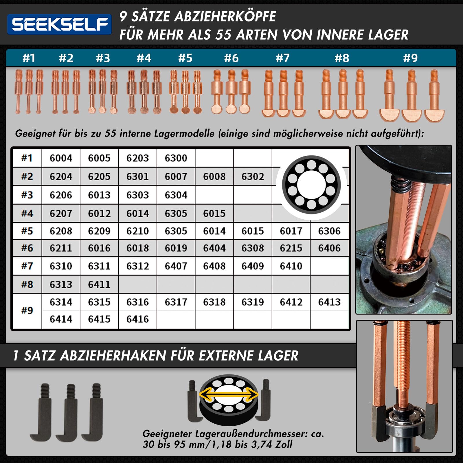 55-IN-1 Lagerabzieher-Kit, Sacklochlager-Abzieher-Set, inneres äußeres Lagertrennwerkzeug, internes externes Lagerausbau-Getriebesplitter-Zugwerkzeug, Blaue Aufbewahrungsbox