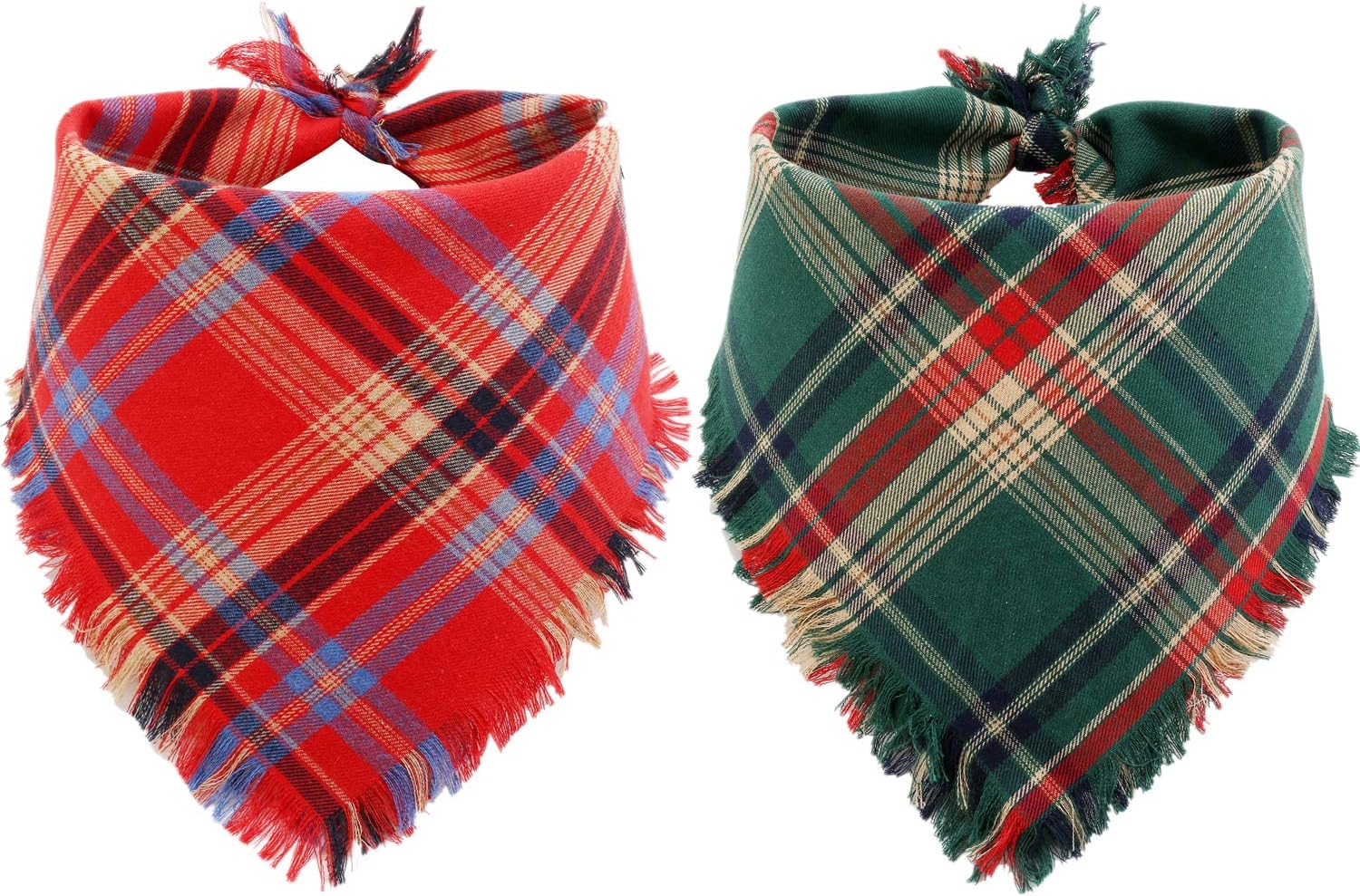 Dog Christmas Bandana - 2 Pack Plaid Bandanas for Small Medium Large Dogs : Pet Supplies