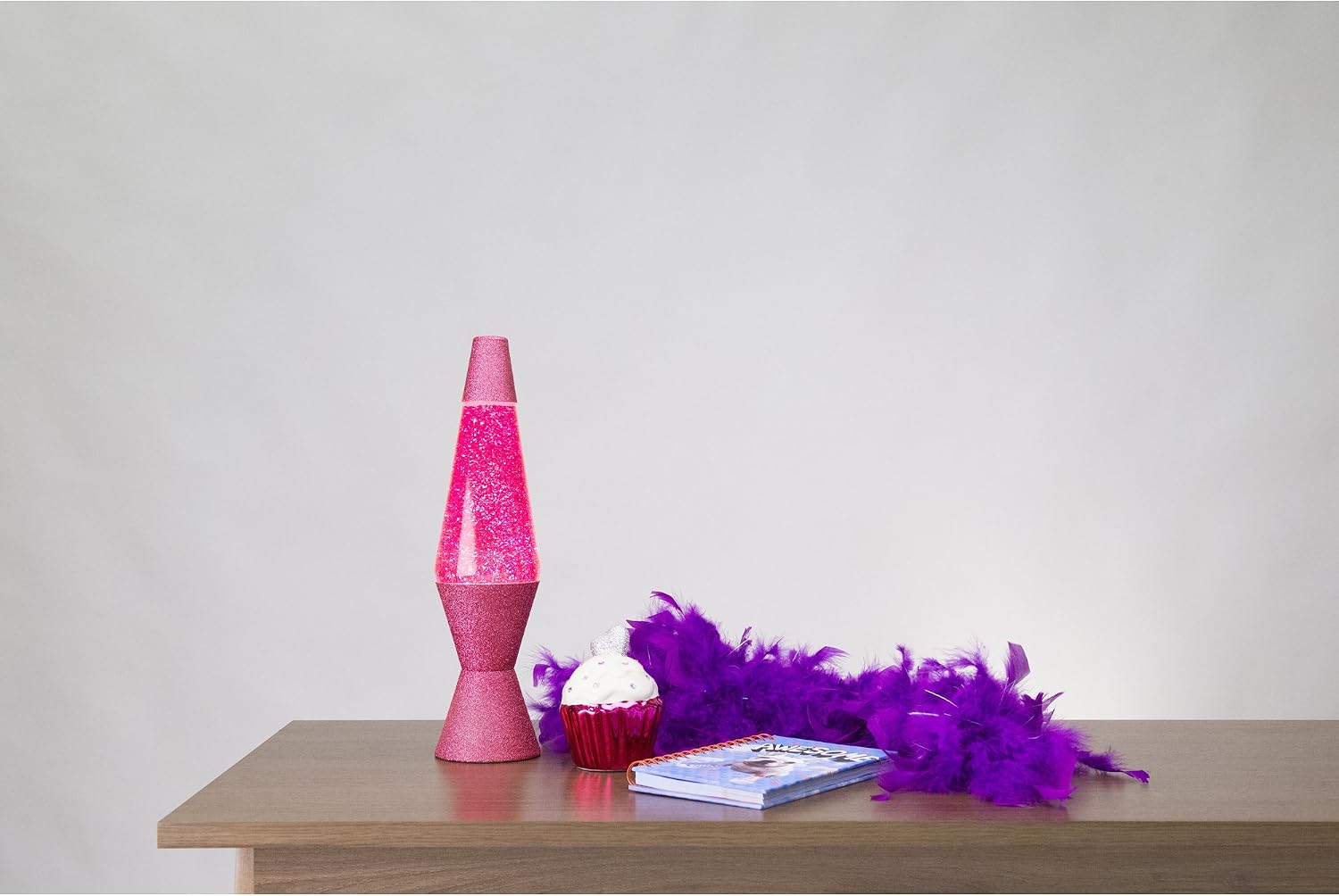 14.5-Inch Multi Color Glittermax Lamp with Silver Glitter, Pink Liquid