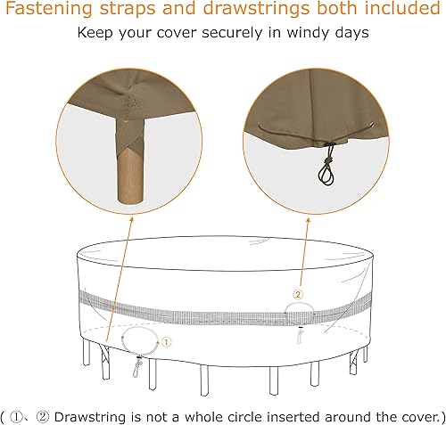 Miniatura 6 de SunPatio Funda de mesa redonda y sillas de patio, resistente al agua, juego de muebles de patio para comedor al aire libre, cubierta de muebles de