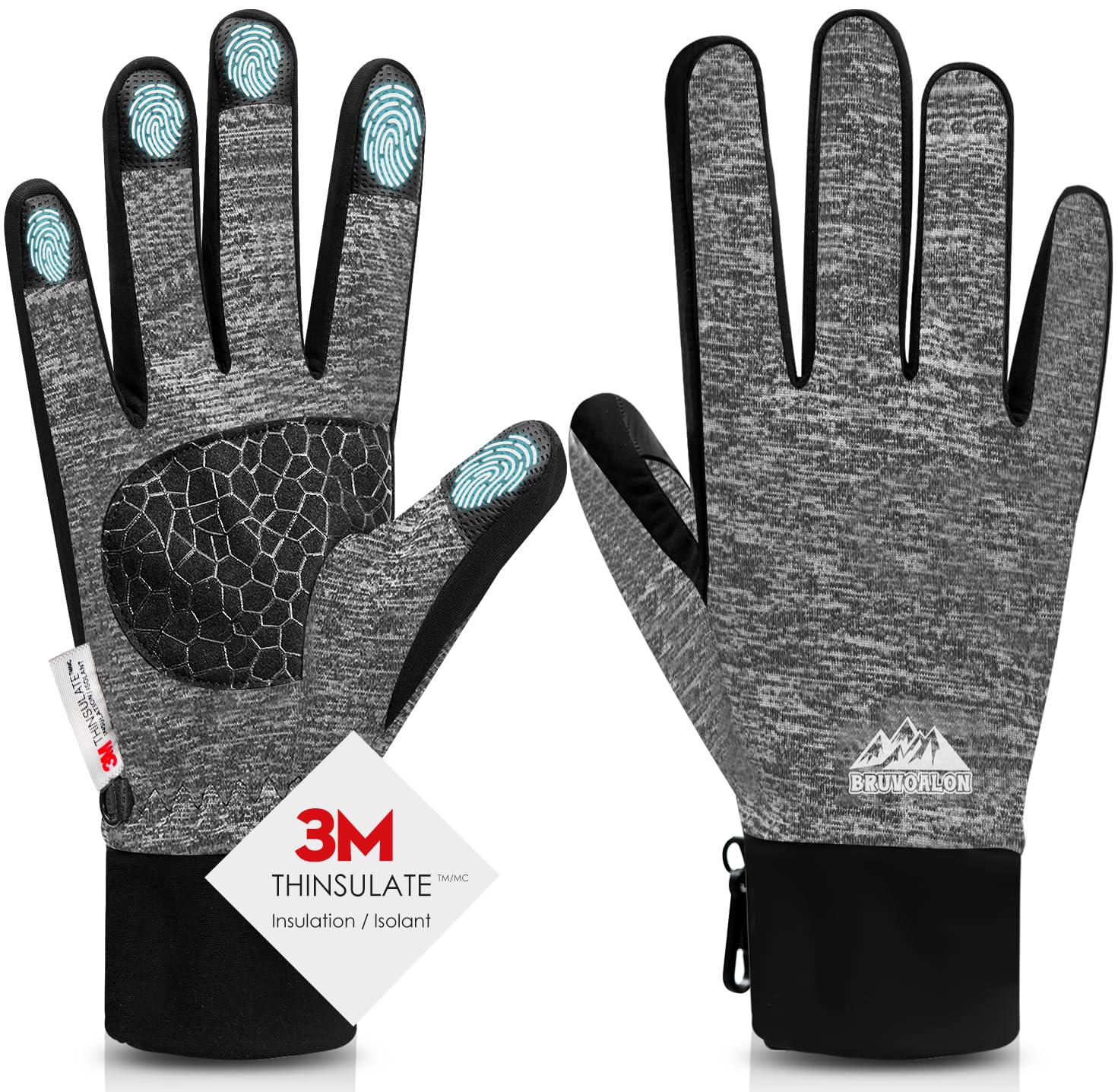 Bruvoalon Winter Gloves for Women & Men, 3M Thermal Insulation, Lycra Fabric, Touchscreen, Anti-Slip
