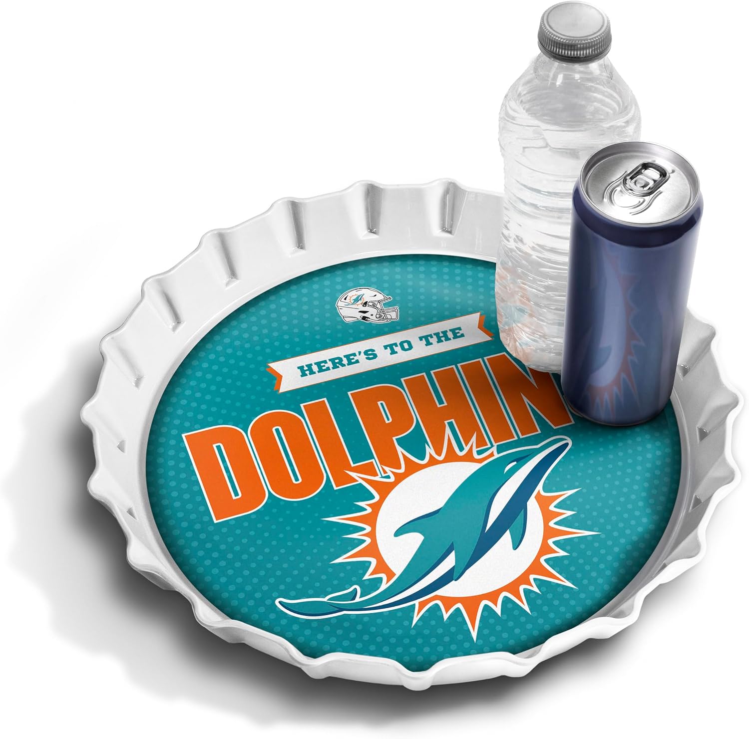 YouTheFan Officially-Licensed NFL Bottlecap Serving Tray - 13” x 13” - Bottle Cap Shaped Tray - 100% Melamine, Dishwasher Safe, BPA Free - Great Fan Gift
