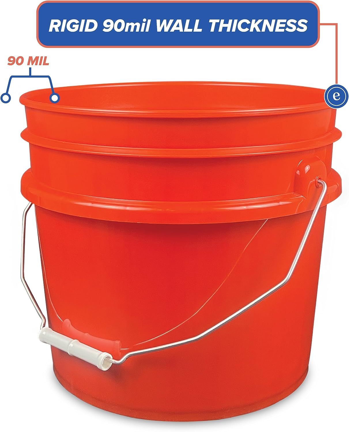3.5 Gallon Plastic Bucket Only (Lid Not Included) I Heavy Duty I Food Storage, BPA-Free I 90 Mil All Purpose Pail I Made in The USA (Red, 12)