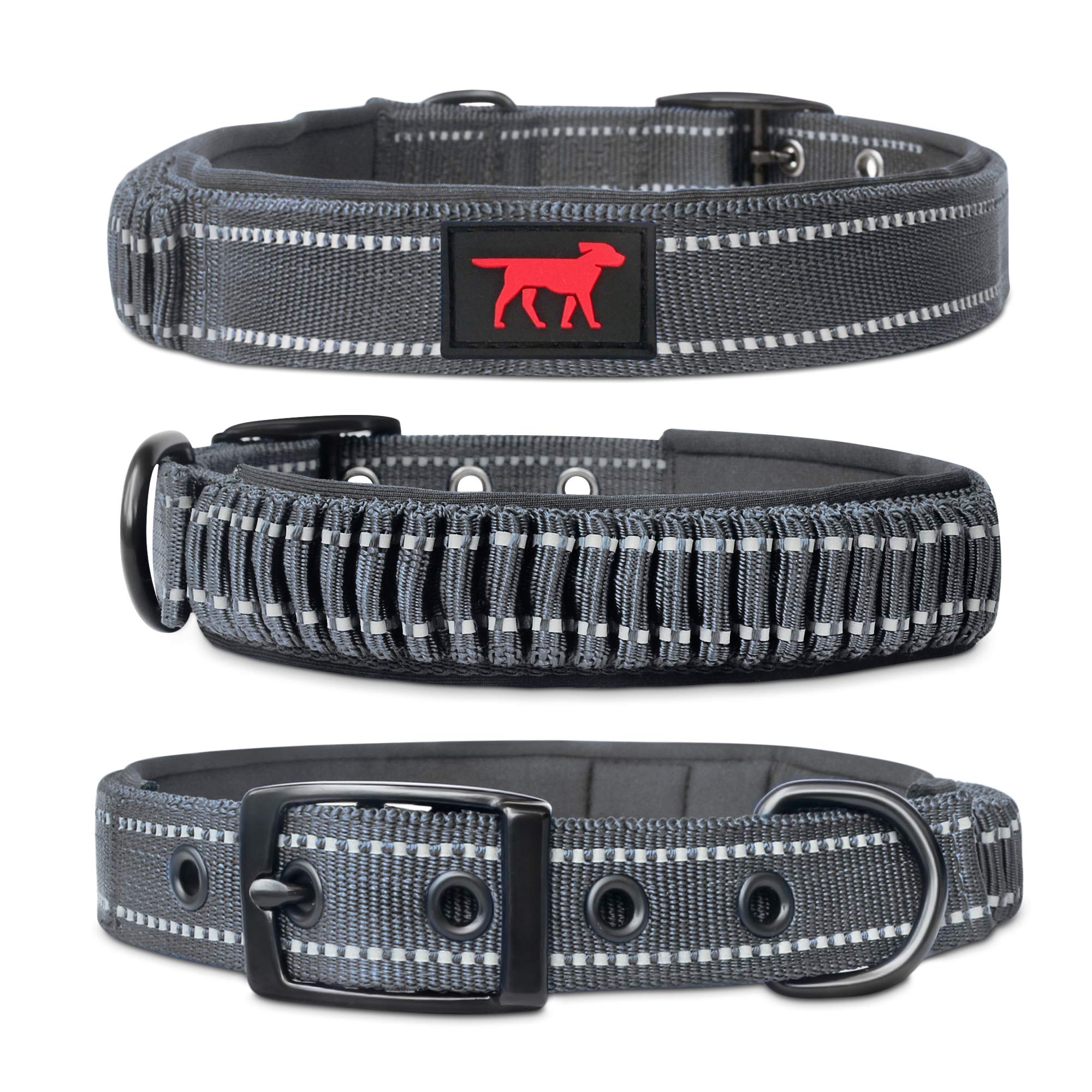 Tuff Pupper Heavy Duty Dog Collar with Handle | Ballistic Nylon Heavy Duty Collar | Padded Reflective Dog Collar with Adjustable Stainless Steel