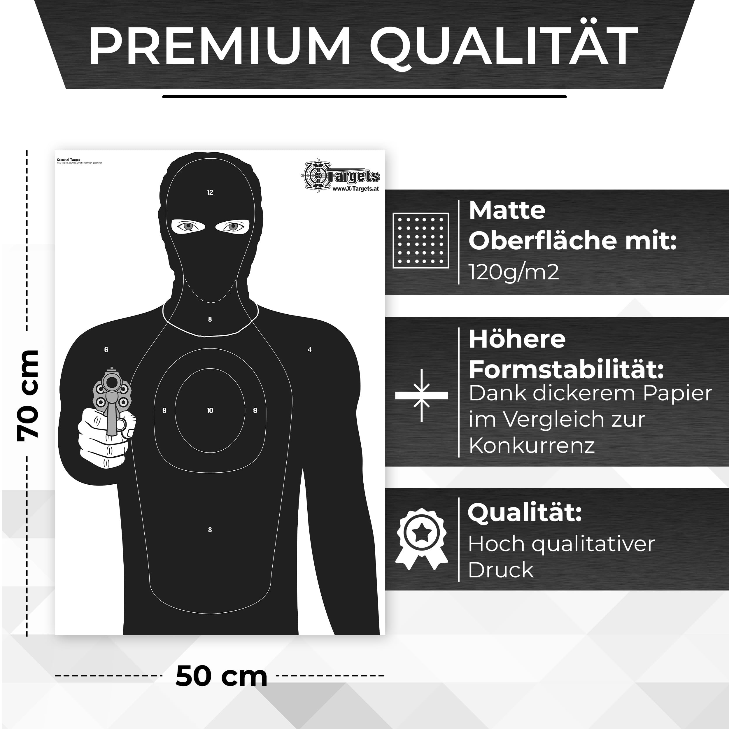 Grandes cibles cibles criminelles - 50 x 70 cm - Papier 120 g/m²