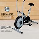 Bullar Air Bike Exercise Cycle with Moving/Stationary Handles, Adjustable Resistance with Cushioned Seat & Back Support, Max User Weight 100 Kg (Grey & Black (Air Bike with Moving Handles)) gallery image