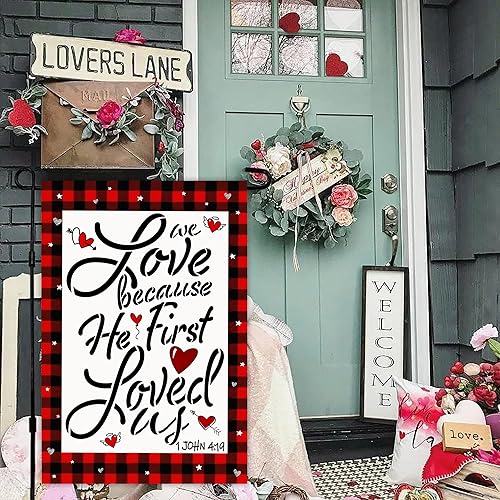 Miniatura 7 de Banderas de jardín para el día de San Valentín, 12 x 18 pulgadas, de doble cara, aniversario, boda, día de San Valentín, decoración de fiesta de