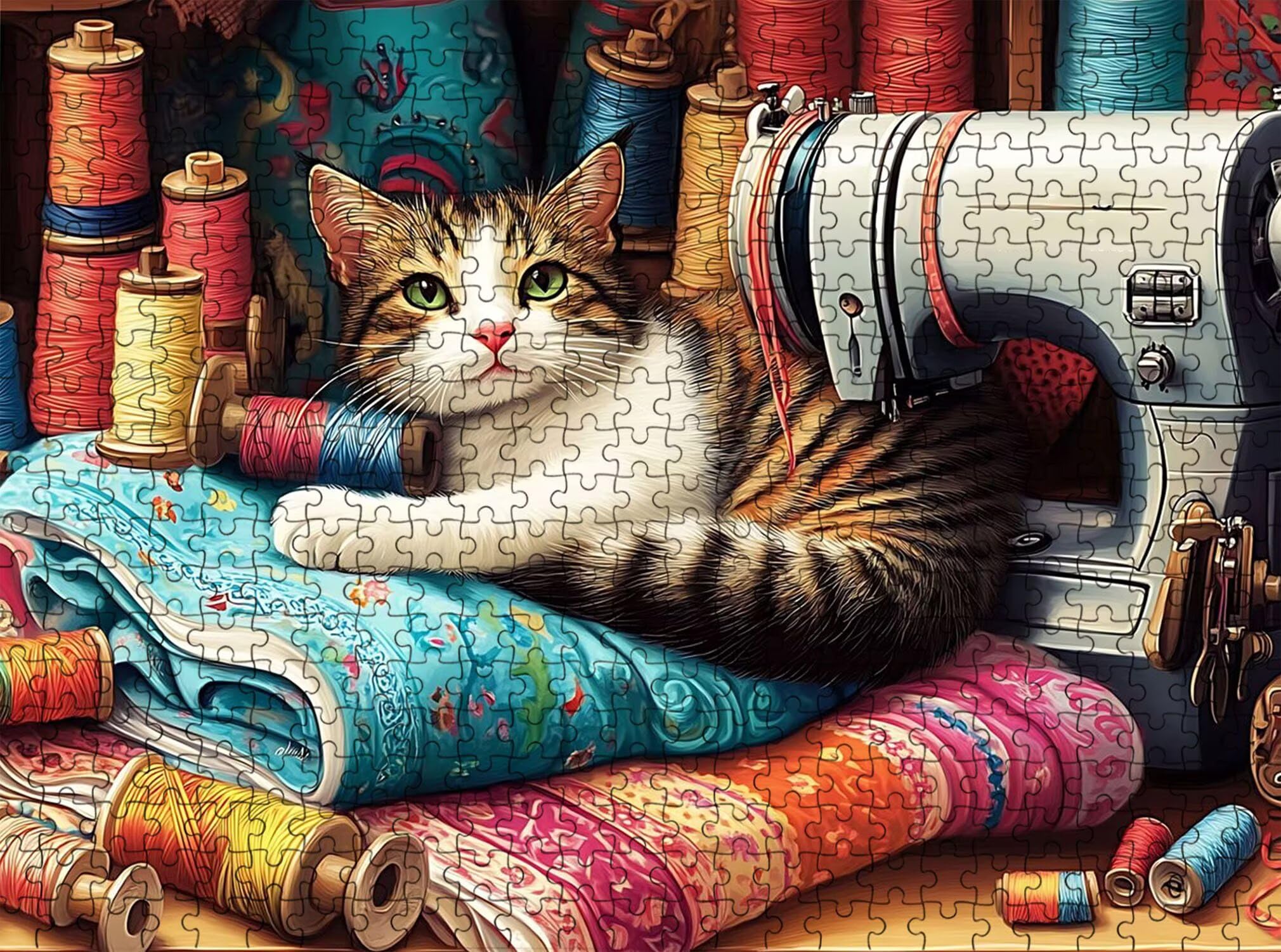 Puzzle 5000 Teile, Holzpuzzle Erwachsene [AAA], Impossible Game 156 x 105 cm, Kniffliges Denksport Spiel für Männer Frauen, Familienspiel, DIY Home Dekor,Geschenk für Geburtstag, Tier Katze-2 f0-164