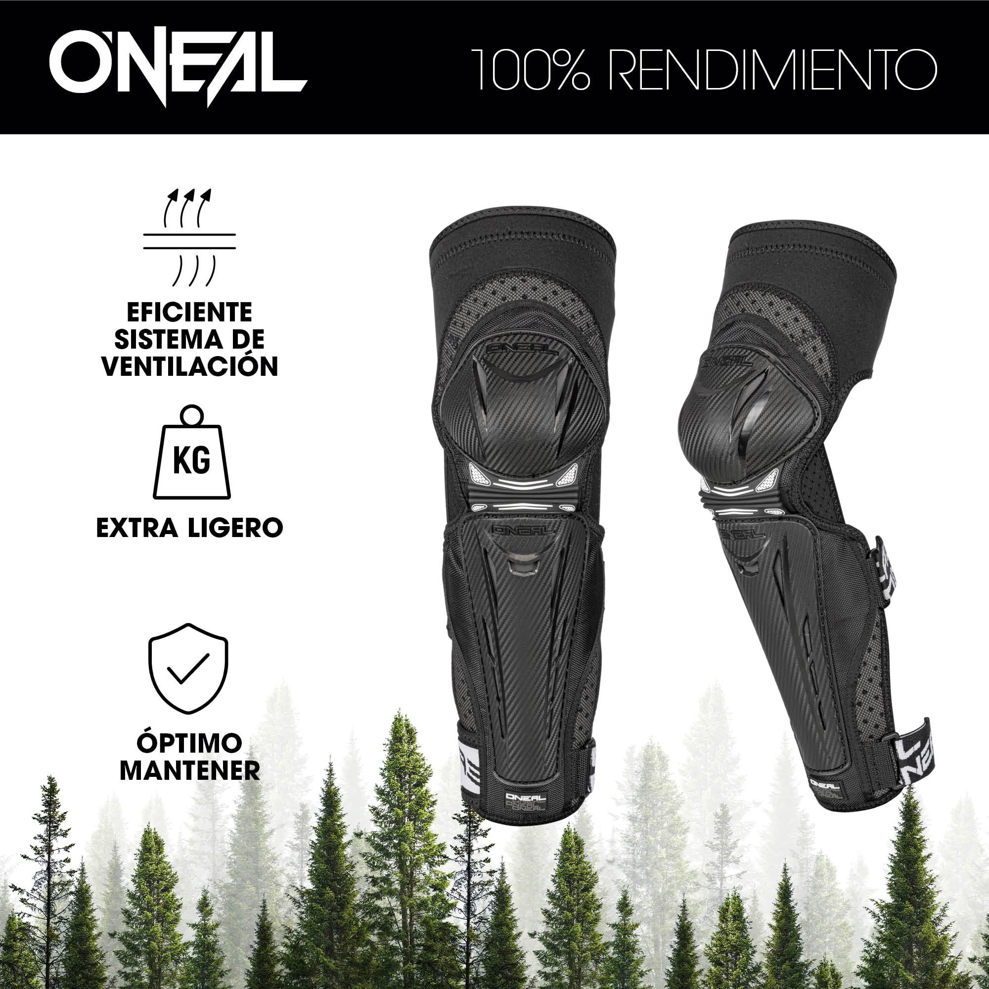 O'NEAL Rodillera y Espinilleras I BMX MTB Downhill I Protectores de Rodilla y Espinilleras Ligeros y Cómodos I Protector de Rodilla Park FR Carbon V.17 | Negro Blanco | Talla S