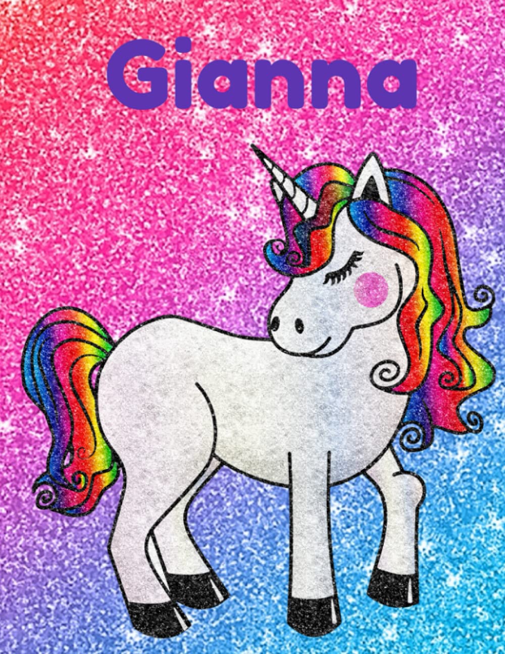 Gianna Glittery Unicorn Notebook 8.5 x 11 Inches 100 Page Wide Ruled: Great gift for Gianna for Christmas, Birthday and all occasions