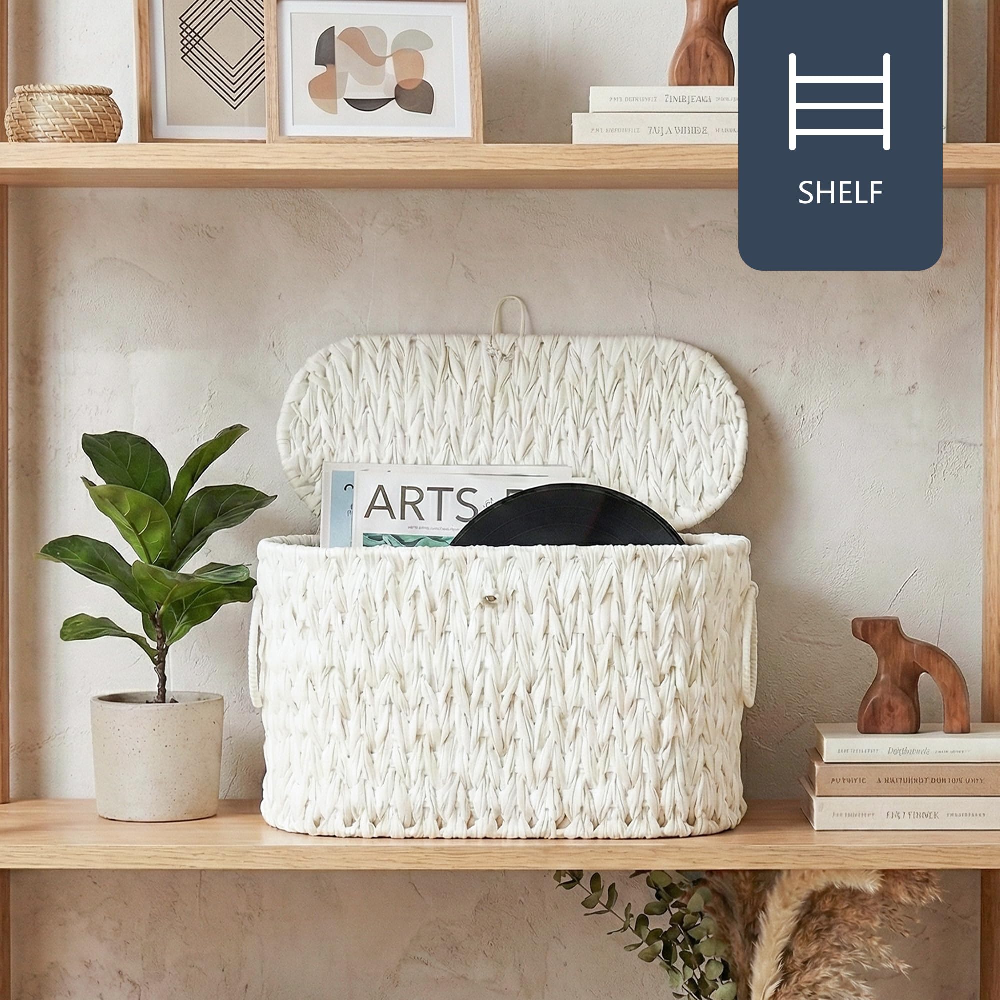 Coeusy Cesta de papel higiénico, almacenamiento de papel higiénico de mimbre con tapa, contenedor de almacenamiento de papel higiénico con asa, organizador de papel higiénico bohemio decorativo