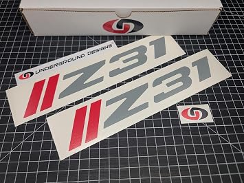 Z31 Decals 2pk Racing Hash Stripe Fender Window Accent Stickers Fits 1983-1989 Nissan 300ZX Select Color Gloss Gray & Red