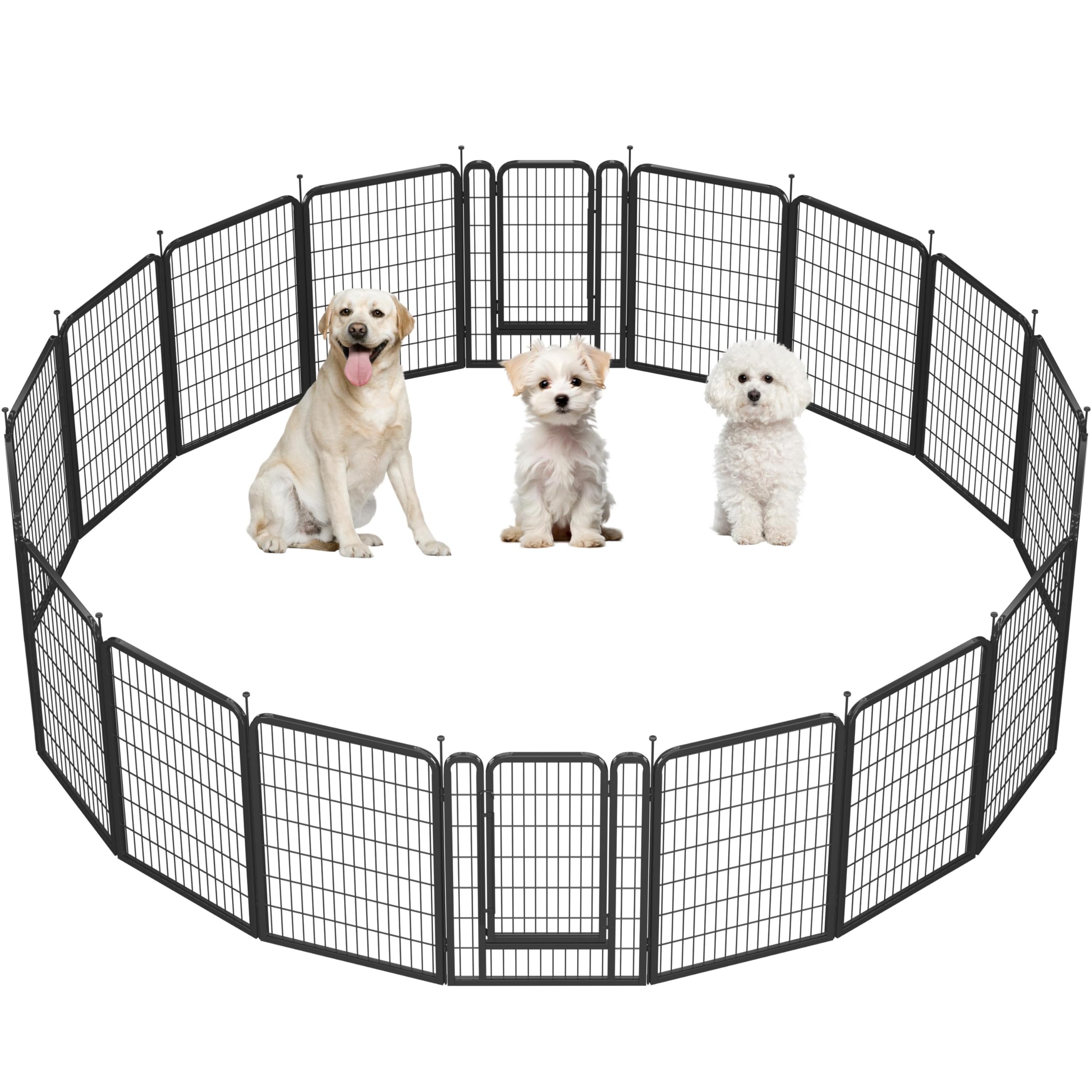 Yaheetech Dog Pen 100cm 16 Panels Suitable for Medium and Large Dogs Heavy Duty Puppy Playpen Pet Exercise Fence for Indoor/Outdoor