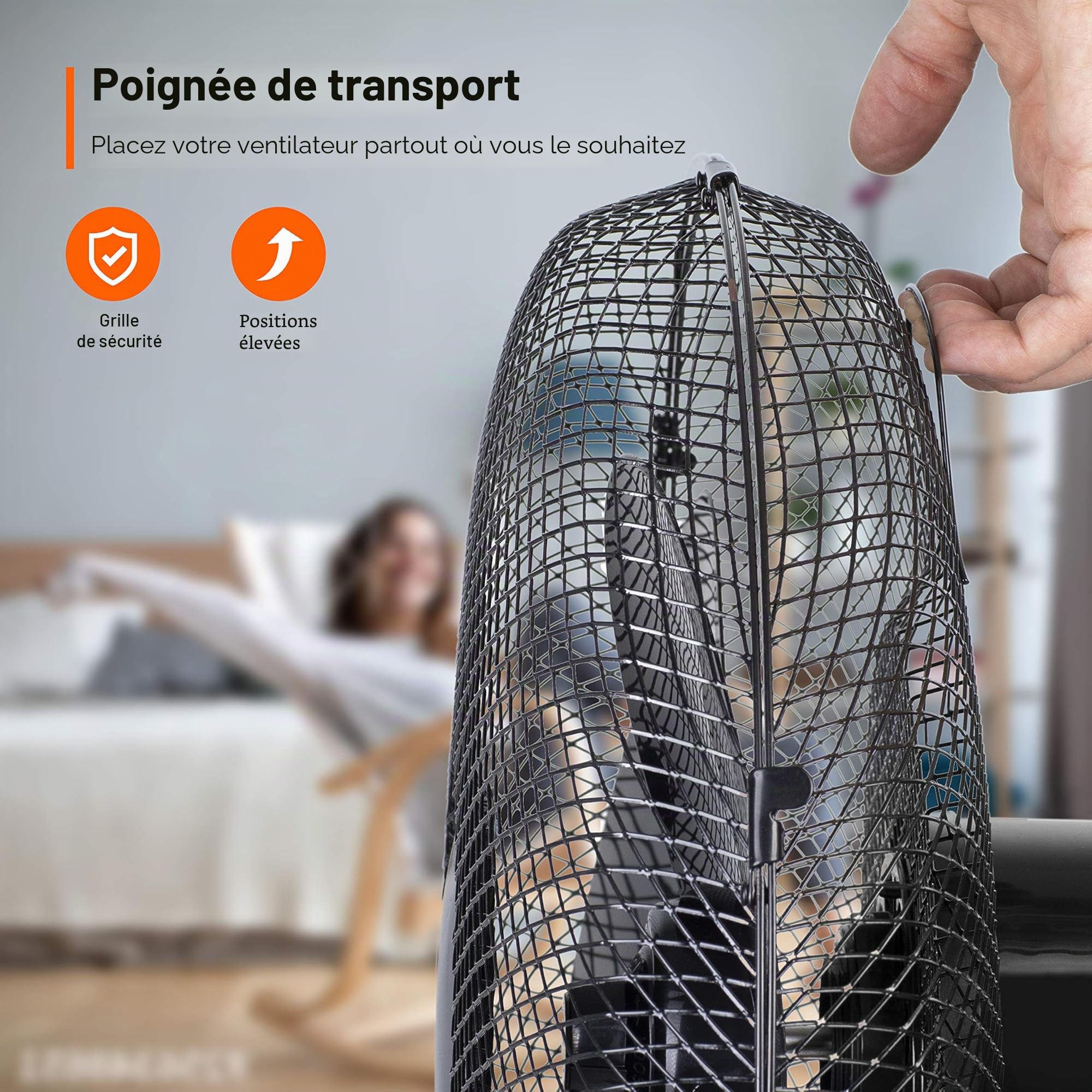 AERSON Ventilateur sur pied 40 cm | Ventilateur réglable en hauteur jusqu'à 120 cm | Débit d'air élevé et très silencieux | Éolienne avec 3 vitesses | Fonction d'oscillation env. 80°