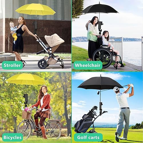 Miniatura 5 de INNOLIFE Soporte universal para paraguas de carrito de golf, accesorio de montaje ajustable de 3 ruedas para cochecito, silla de ruedas, bicicleta,