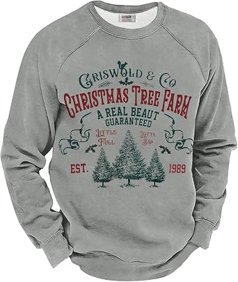 Arvilhill Mens Fleece-Lined Christmas Sweatshirts Raglan Vintage Classic Graphic Pullover S-3XL