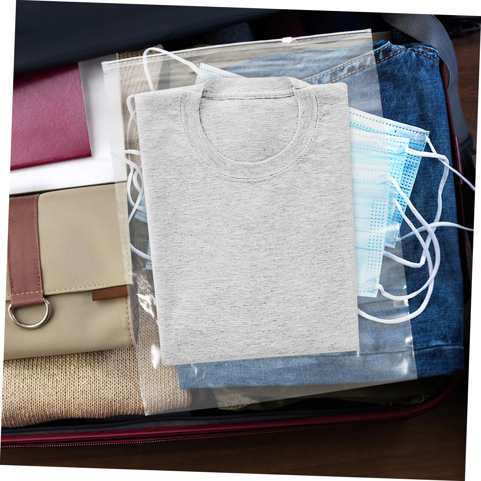50pezzi Borse Di Plastica Trasparenti Con Chiusura Zip Sacchetti Resealabili Per Abbigliamento e Viaggi Per Imballaggio e Conservazione Impermeabili e Antipolvere