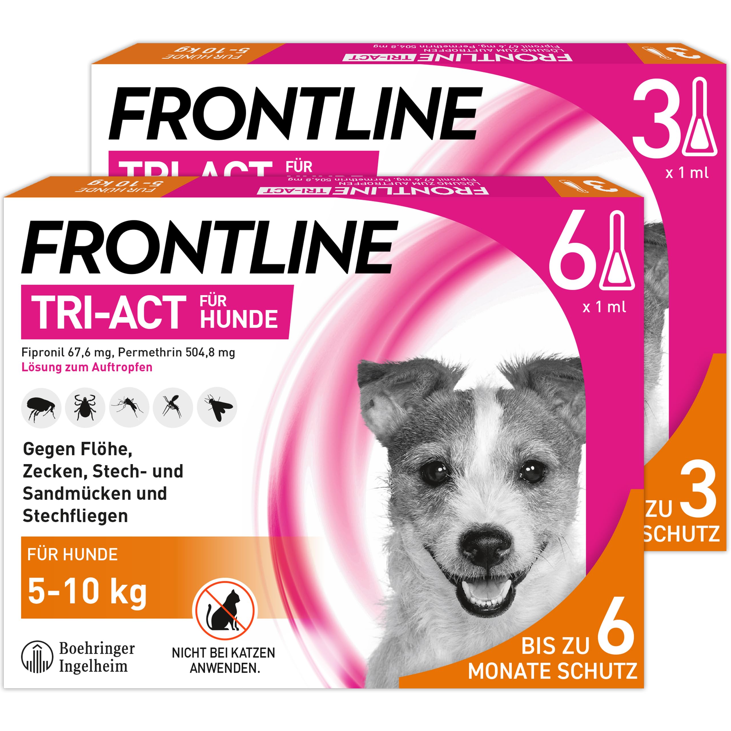 FRONTLINE TRI-ACT Hund S gegen Zecken, Flöhe & Mücken (5 bis 10 kg)