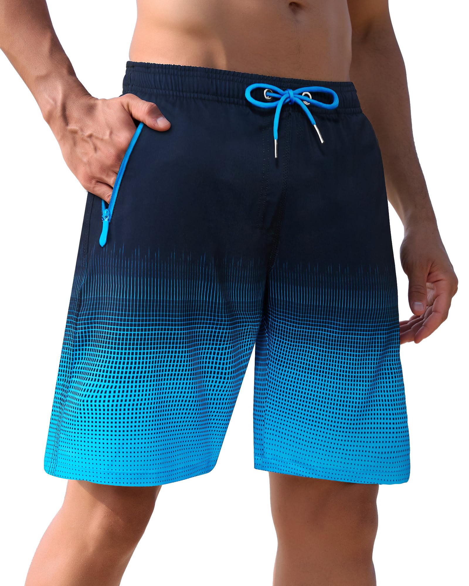 Men's Swim Trunks 9" Zipper Pocket Bathing Suit Board Shorts Swimwear Beach Shorts Mesh Liner-image-41
