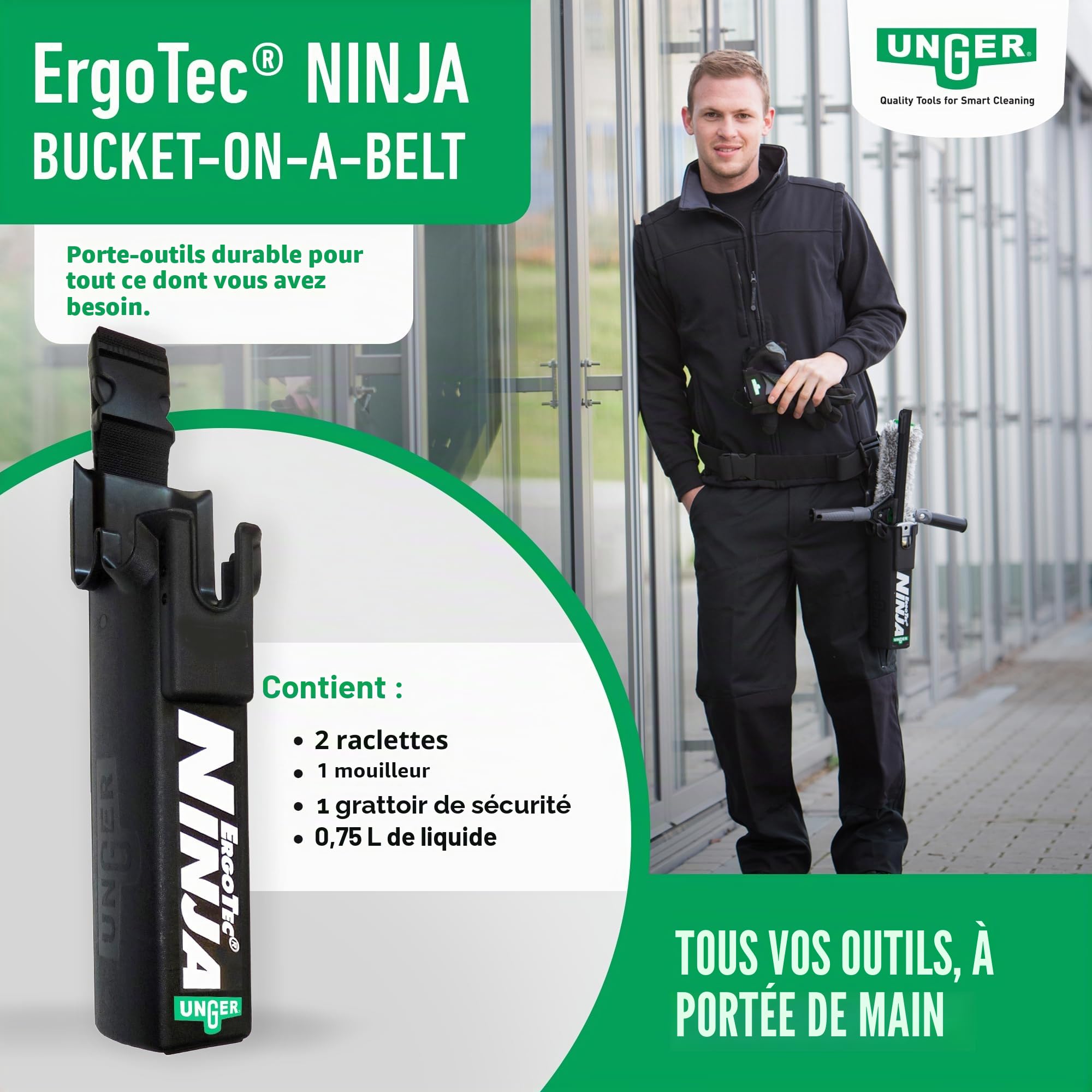 Unger ErgoTec - Seau à ceinture - Motif Ninja