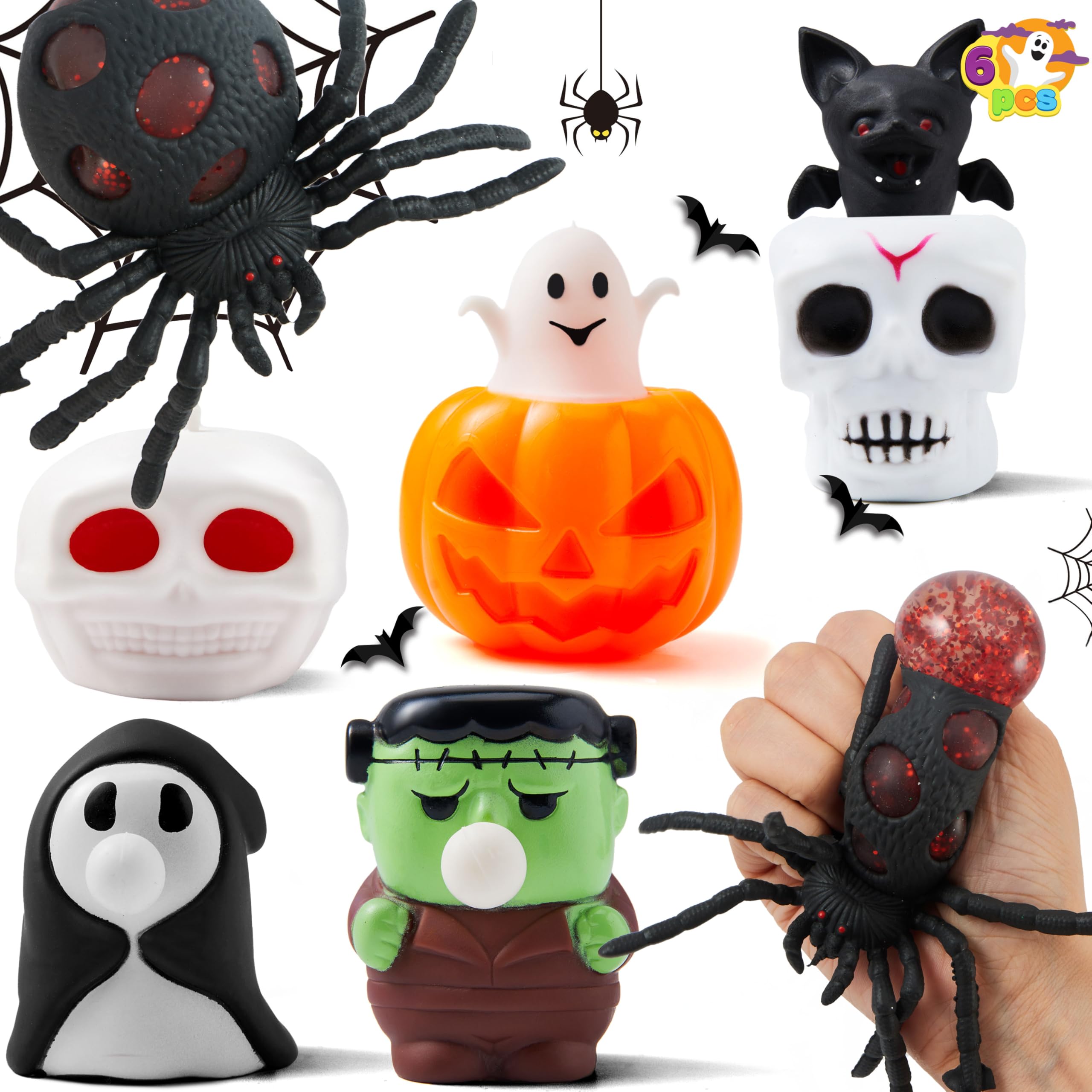 Joyin Halloween squishies Toys Halloween Stress Toys Slow Rising, Stress Relief Soft Squeeze Fidget Toys Trick or Treat Party Favors for Kids Adults Halloween Goodies