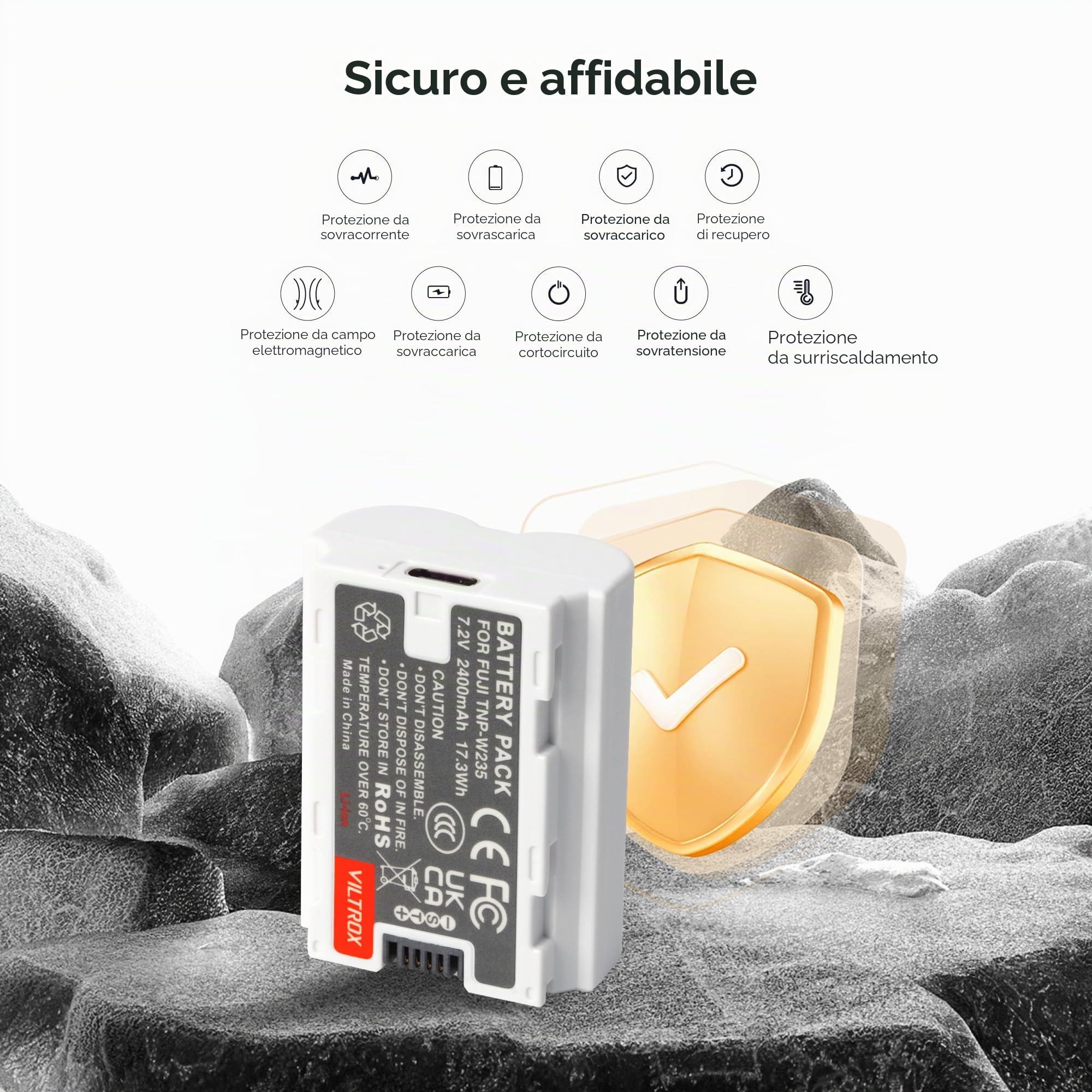 VILTROX 2 Pack NP-W235 2400mAh Batteria di ricambio per fotocamera USB-C con ricarica rapida Type-C da 2,5 ore, ricaricabile, compatibile con Fujifilm X-T5, X-T4, VG-XT4, X-S20, X-H2S, X-H2, GFX50S II