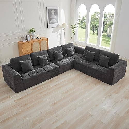 Miniatura 50 de Sofás modulares sin hueso de 140 pulgadas para sala de estar, sofá modular modular de nube comprimida, sofá moderno en forma de U de 9 plazas