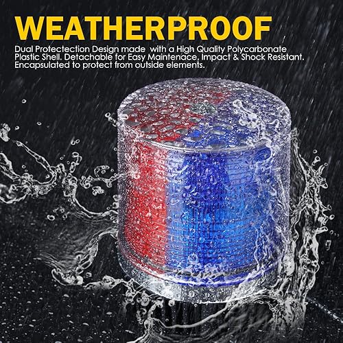 Miniatura 2 de Xprite - Luz de baliza LED roja y azul con base magnética, luces intermitentes de seguridad y advertencia para vehículos de la ley, montacargas,