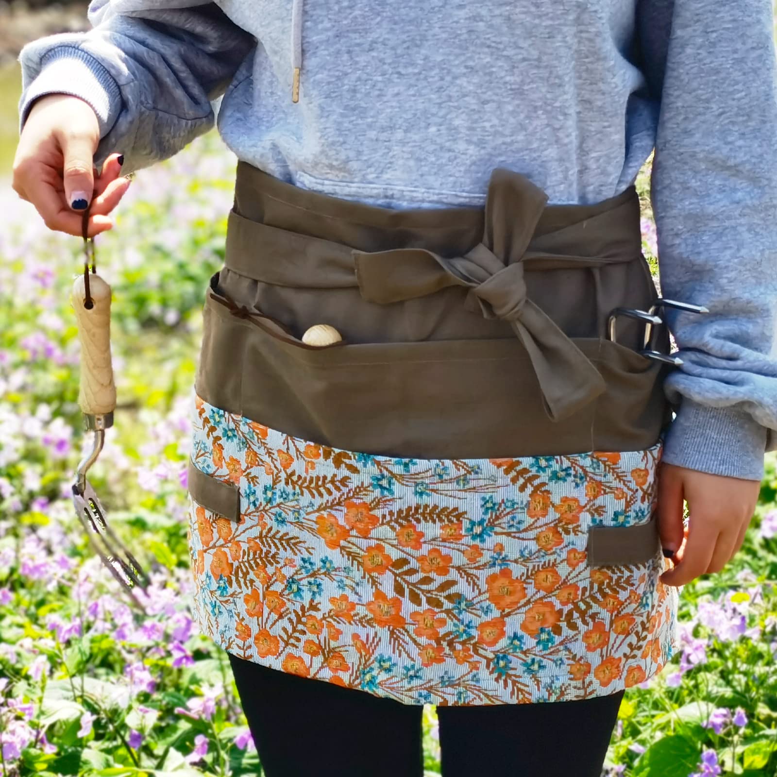 Gartenschürze für Frauen, Floristenschürze mit Taschen für Mehrzweck Gartenarbeit Kochen Reinigen Geschenk