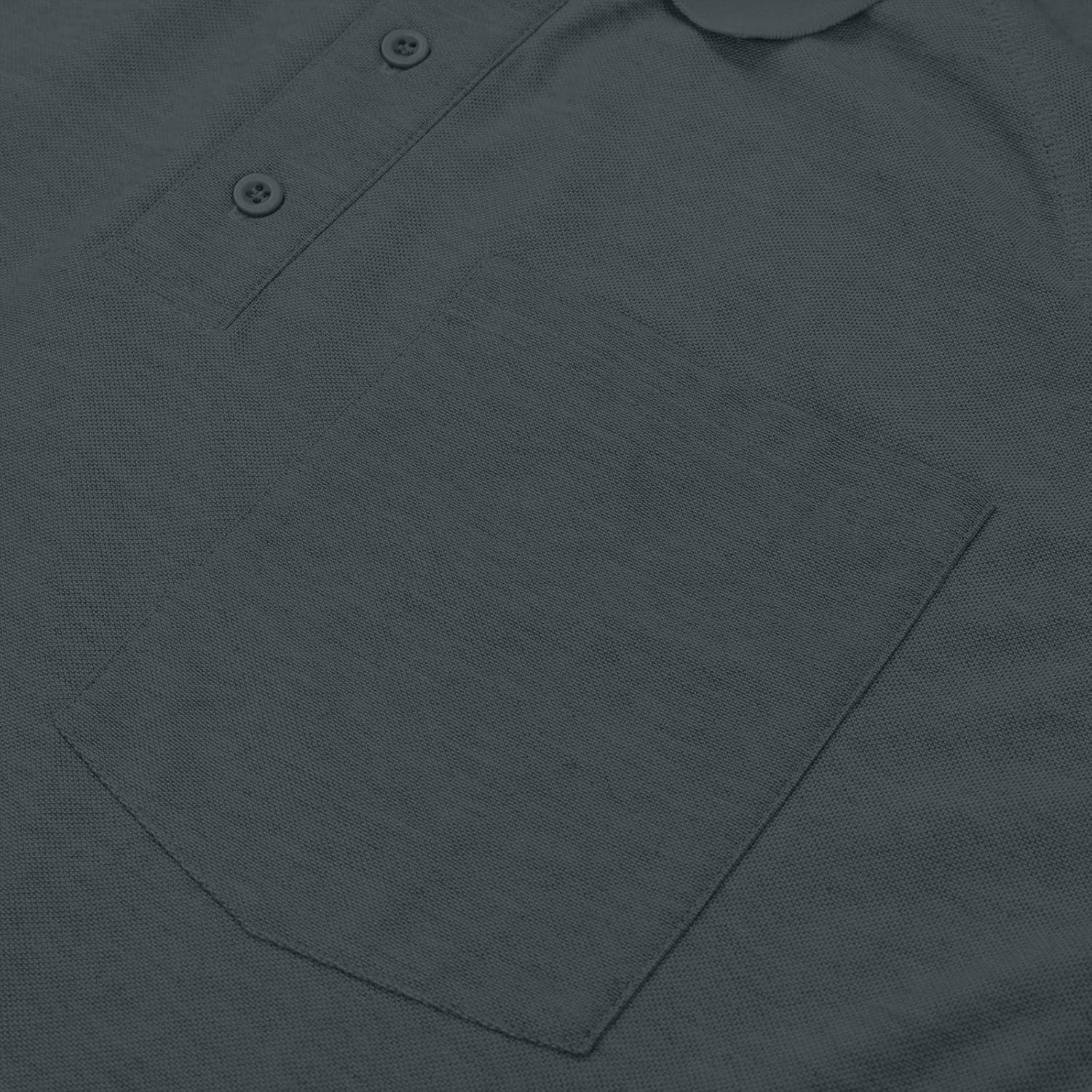 MOHEEN Men's Pique Polo Shirts Dry Fit Long Sleeve Golf Shirt M-6XL - Image 4