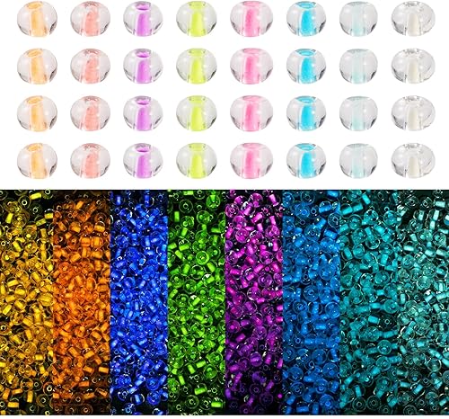 1760 cuentas de cristal brillante 8/0 Rondelle de 0.118 pulgadas que brillan en la oscuridad, cuentas espaciadoras redondas de cristal para
