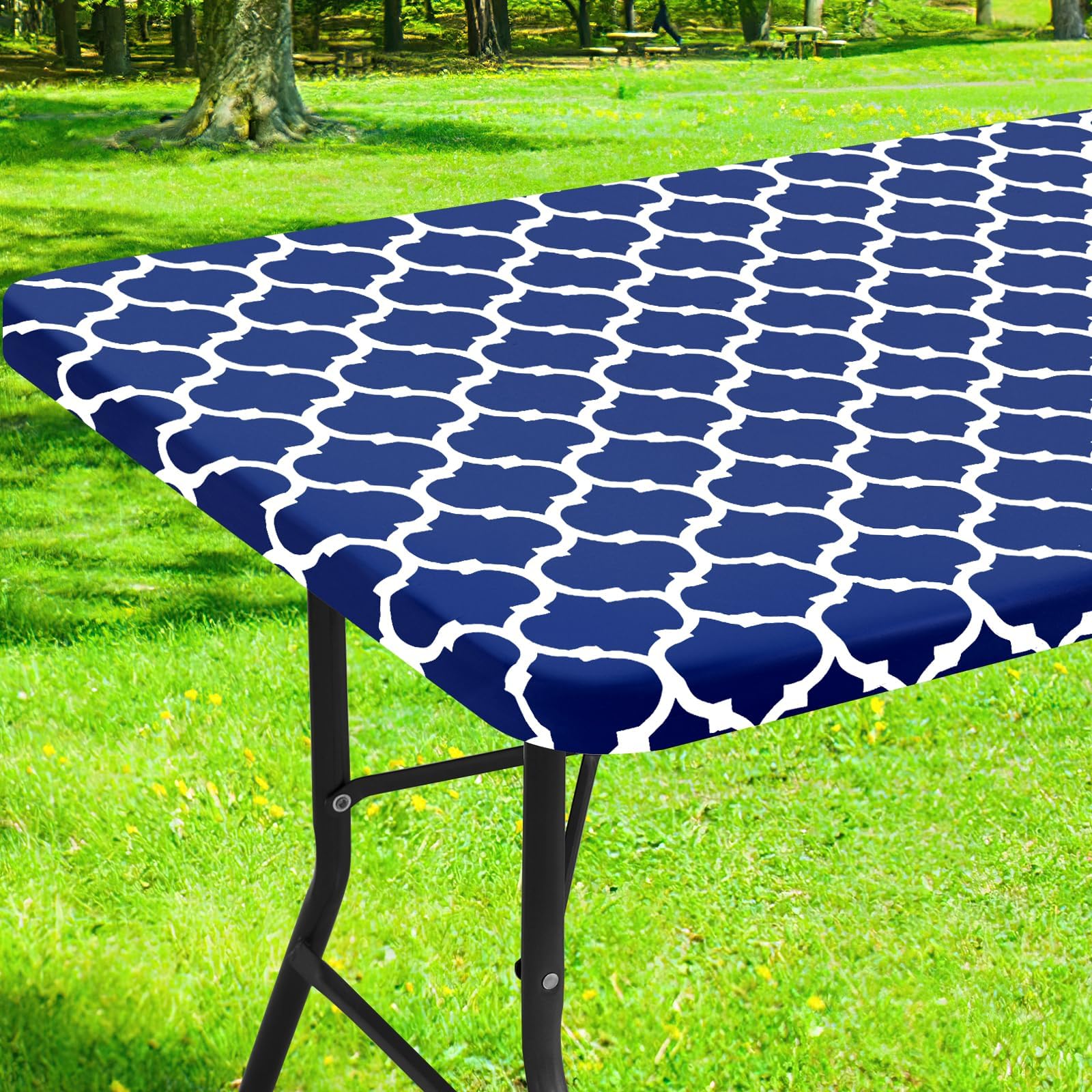 Smiry Runde Picknick-Tischdecke – Wasserdicht, Elastischer Rand, Für Tische 114–142 Cm Ø
