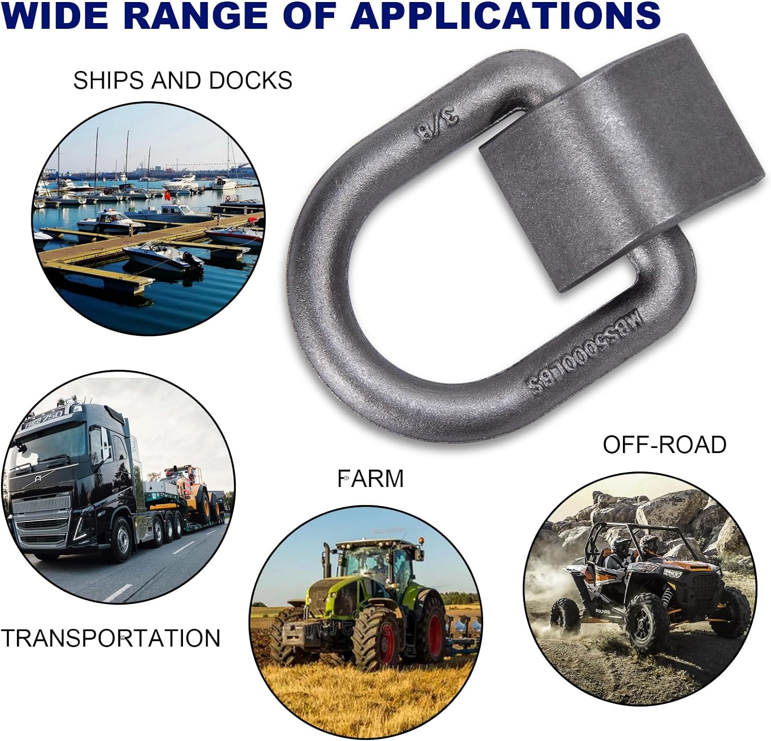 3/8" Heavy Duty Weld-On Forged D Ring with MBS: 5,000 lbs, D-Ring Tie Down Anchor with Weld On Anchor Points for Trailer, Truck Cargo, RV, ATV Tiedowns, Farm Applications etc (12 Pack)