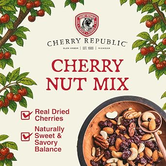 Cherry Republic Cherry Nut Mix, 8 oz Bag - Premium Mixed Nuts with Real Dried Cherries, Simple Ingredients, Sweet and Savory Flavor, Gourmet Fruit and Nut Mix for Snacking, Entertaining, Gifting
