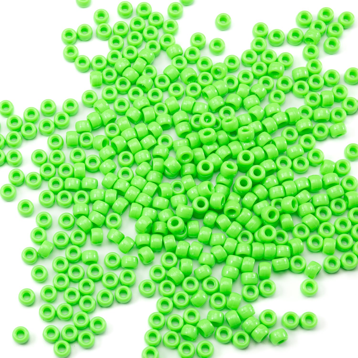Lot of 1000 Orange Acrylic Pony Beads 6 x 9 mm for DIY Crafts Bracelets, Necklaces, Jewelry, Earrings, Hair Braiding (Fresh Green)