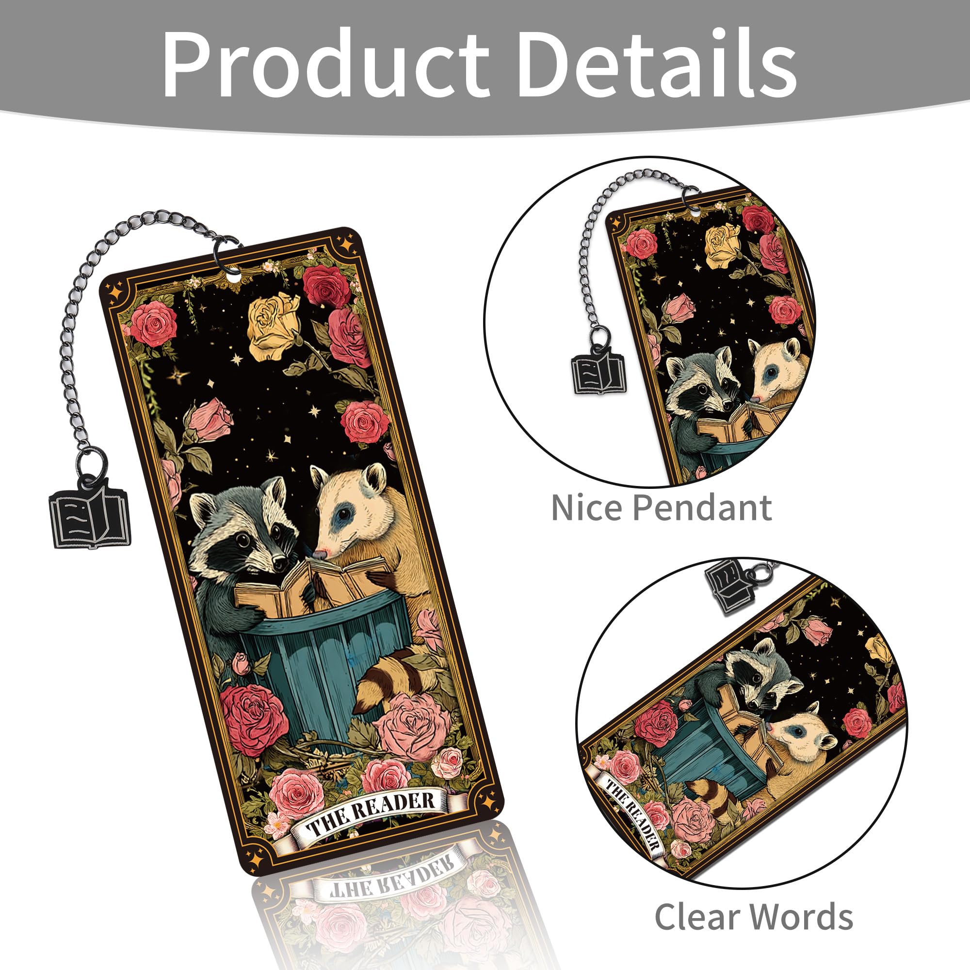Metal Bookmark, Gothic Book Marks with Roses Design, Spicy Smut Page Marker Clips for Book Lovers, Dark Romance Merch Bookish Gifts for Reading Women Birthday Christmas: Cute Raccoon