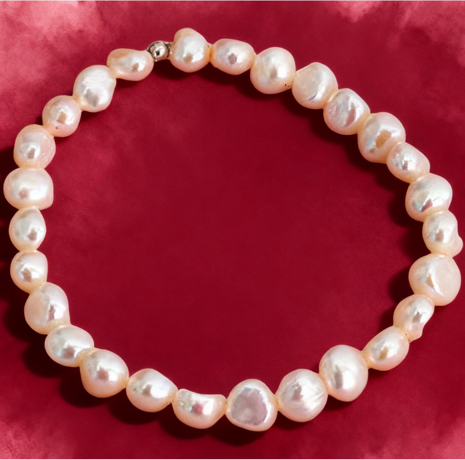 Cultured Freshwater Baroque Pearl Stretch Bracelet 8 Inch, Pearl Bracelets for Women, Freshwater Pearl Bracelet