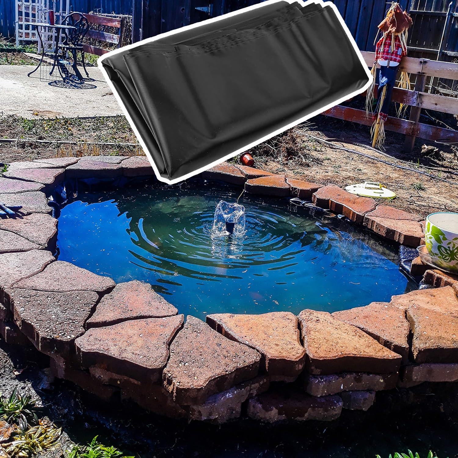 Telo Per Laghetto In HDPE 10x15m - Rivestimento Impermeabile UV Resistente, Spessore 0.12mm, Per Giardini Acquatici - Foto 6