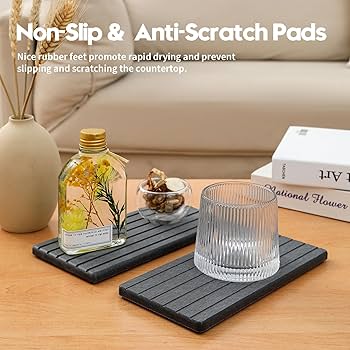 2-Pack Diatomite Drying Trays - Quick Absorbent Soap Stone Coasters For Sink, Kitchen & Bathroom Countertop (8"x4")