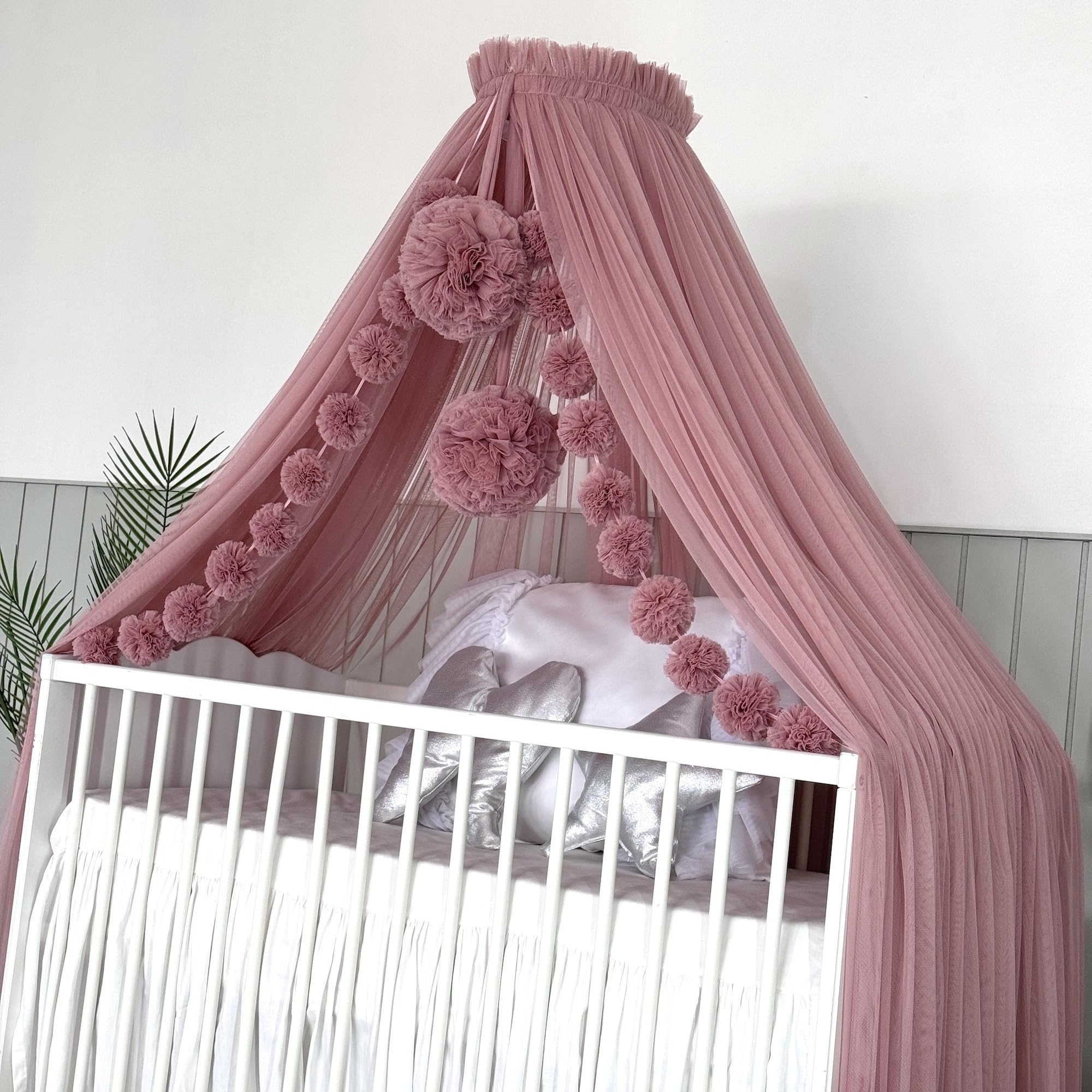 Baby Fancyroom Betthimmel für Babybett, Altrosa, Prinzessin Babywiege, Moskitonetz, Beistellbett Himmel, Babyzimmer Deko, Baldachin Kinderzimmer aus Premium Tüll