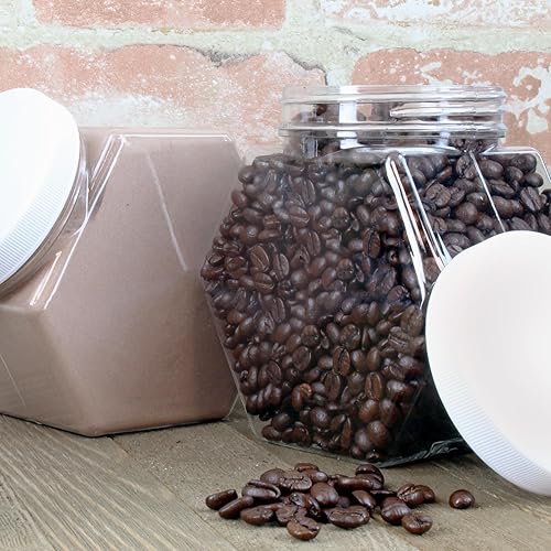 Miniatura 7 de Cornucopia Brands Tarros de plástico con forma hexagonal (paquete de 4, 30 onzas); paquete económico de recipientes para aperitivos, regalos y