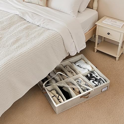 Miniatura 5 de StorageWorks Almacenamiento de zapatos debajo de la cama para armario, paquete de 2 organizadores de zapatos de tela ultra gruesa, contenedores