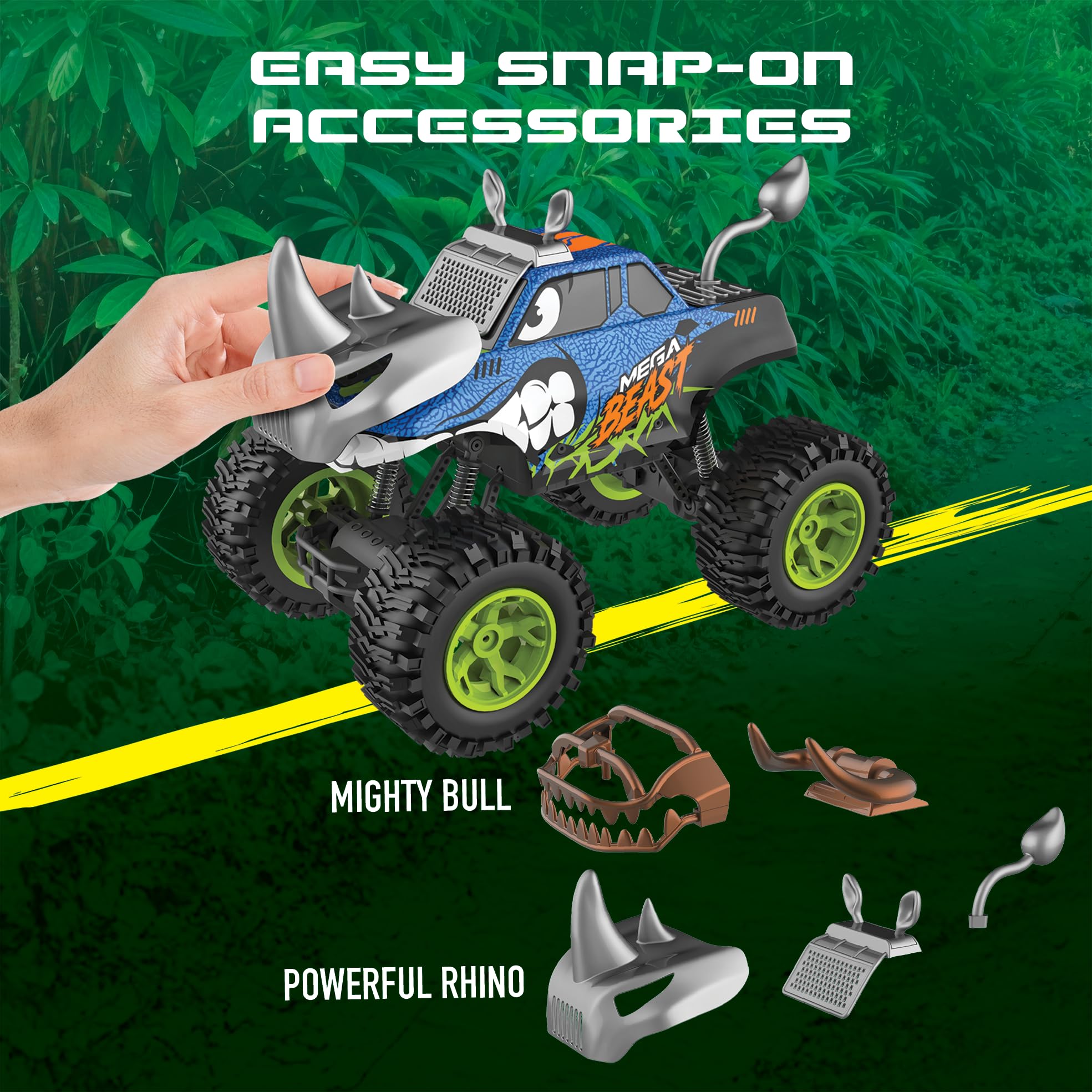 Exost Mega Beast 1:12 RC Monster Truck, Trasforma in Bull/Rhino, 12 km/h