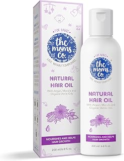 The Moms Co. Natural 10-in-1 Baby Hair Oil with Argan Oil, Marula, Avocado, Bhringraj Oil and USDA-Certified Organic Amla Oil -200 ml