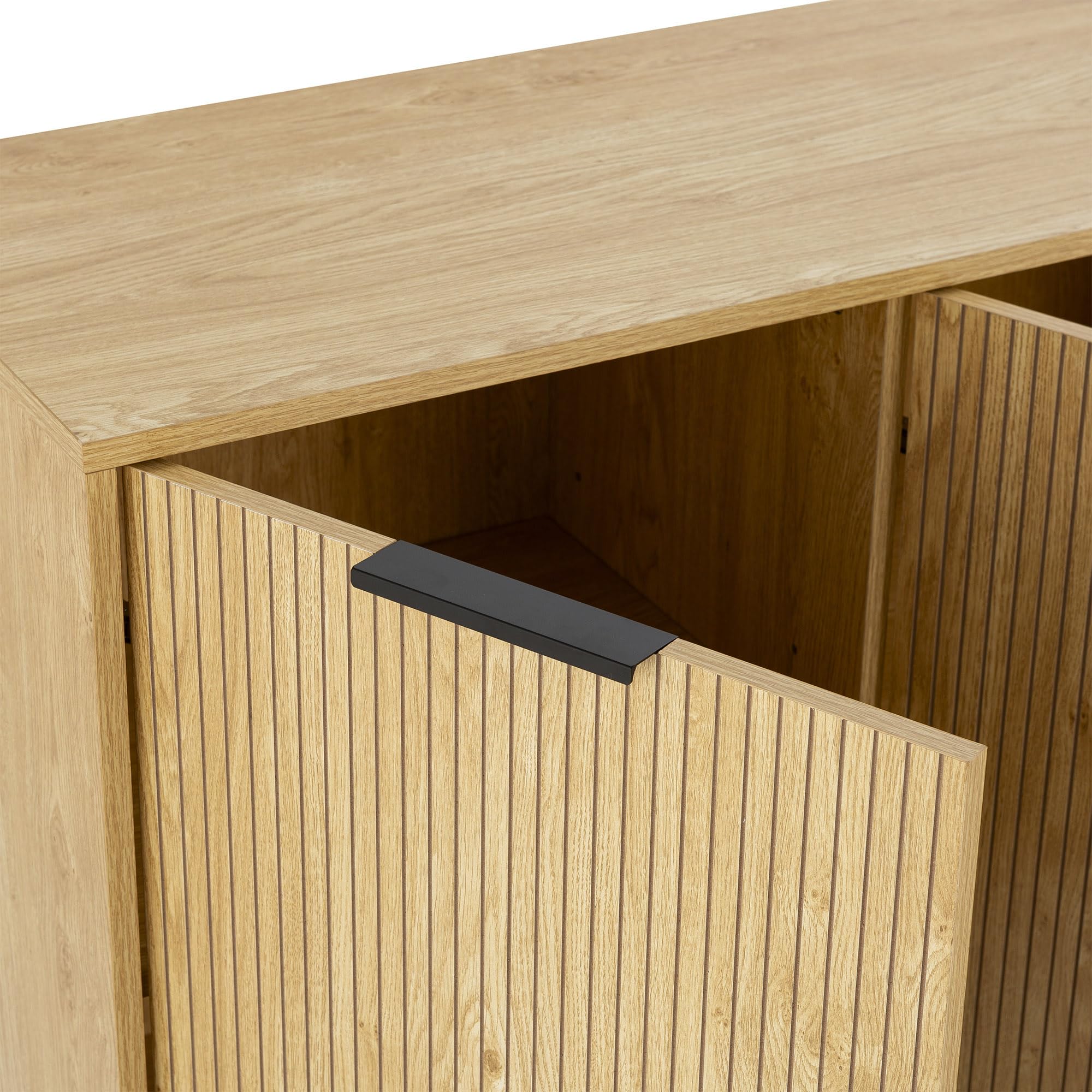 HOMN LIVING Aparador Mónica 3 Puertas Color Madera, 140 cm (Ancho) 40 cm (Profundo) 80 cm (Altura)